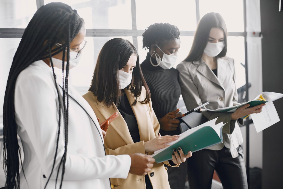 Businesswomen Wearing Face Masks